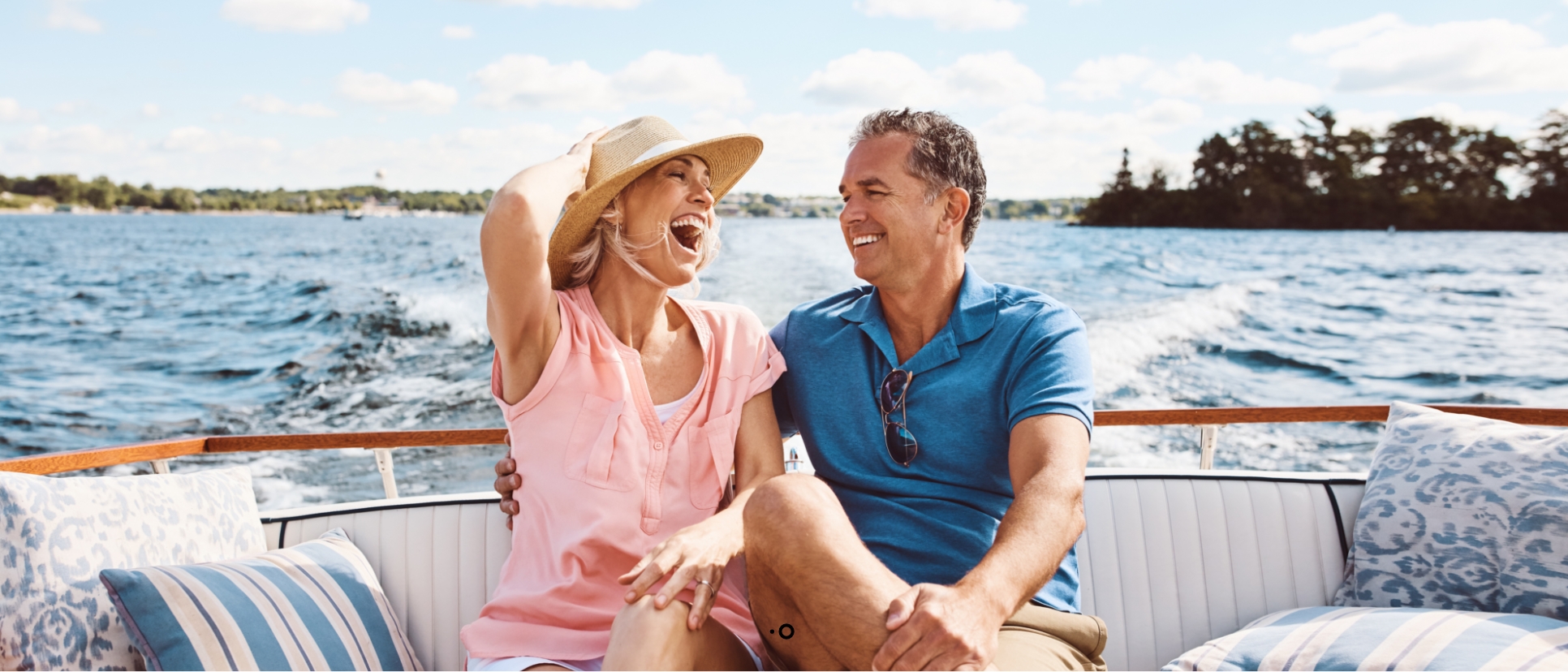 Couple sitting on a boat on Georgian Bay